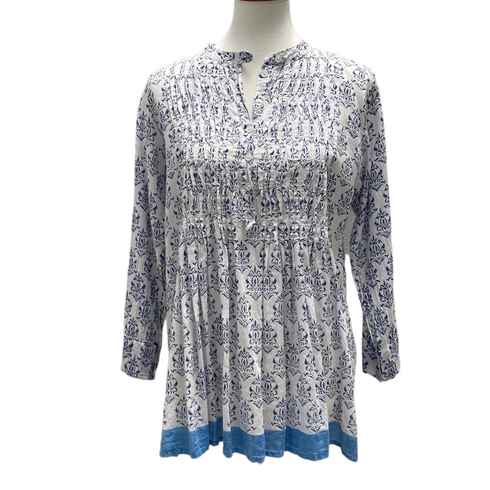 SALE! Original Roberta Roller Rabbit Tunic Blue White SM Button Collar & Sleeves